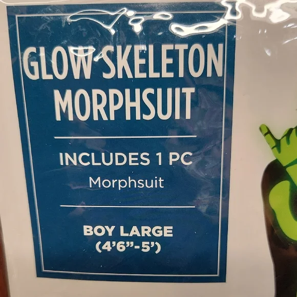 Glow Skeleton Morphsuit - Black and Green - Picture 2 of 3